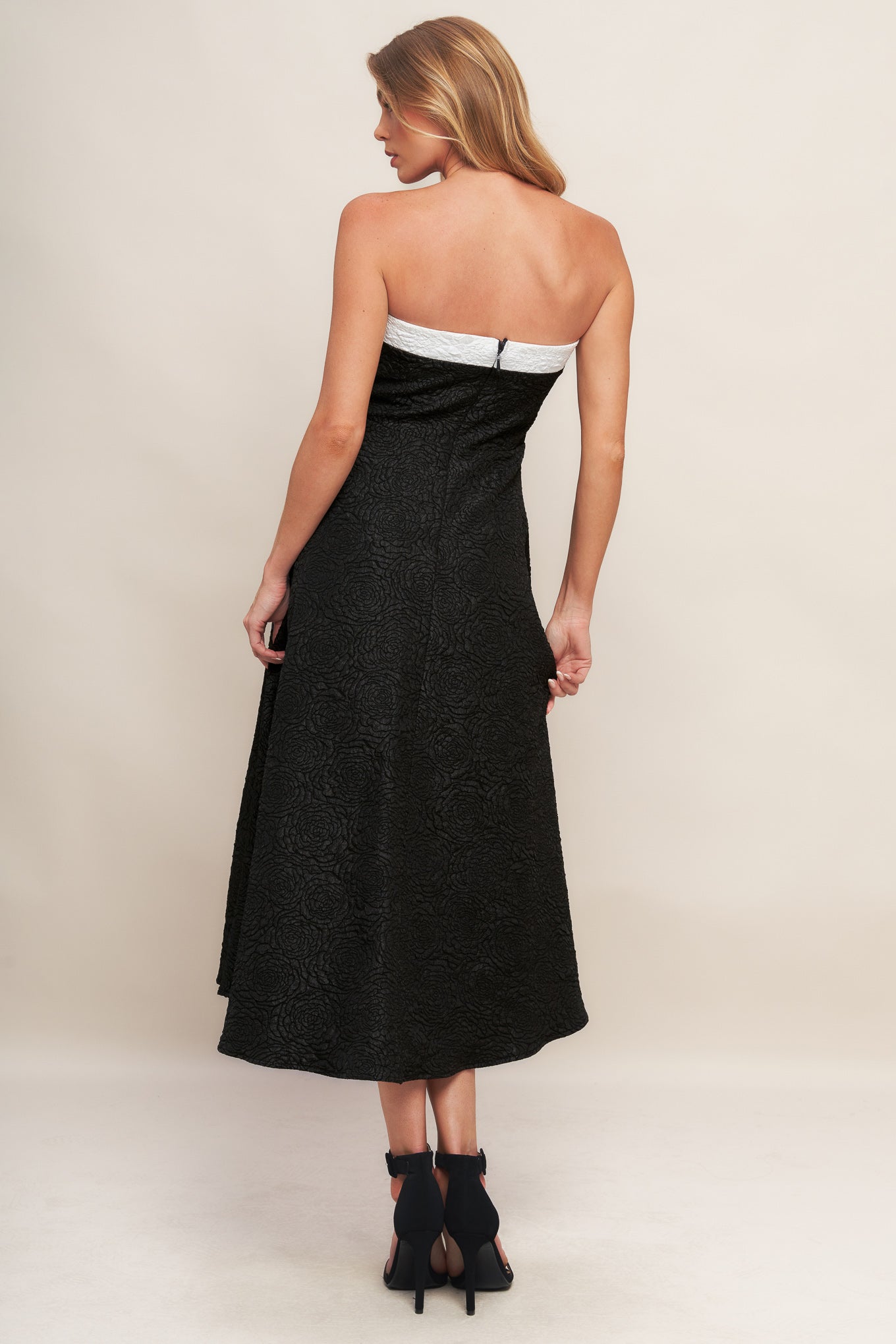 MIDNIGHT GRACE WOVEN MIDI DRESS Flying Tomato